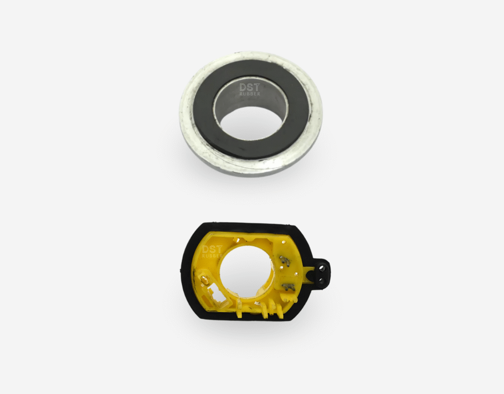 Rubber bonded parts with metal and plastic inserts – manufactured by DST Rubber India